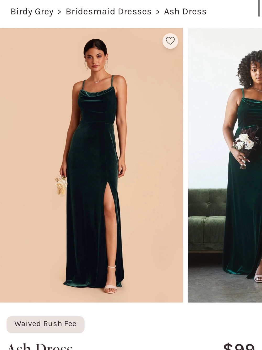 Birdy Grey Dark Green Velvet Cowl Neck Maxi Dress